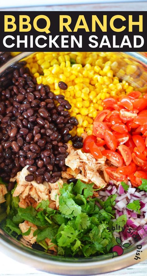 Pioneer Woman Hickory Bbq Chicken Salad, Ranch Bbq Sauce, Barbecue Chicken Salad Recipe, Bbq Salad Dressing, Bbq Ranch Salad, Summer Salads For Bbq, Barbecue Ranch Chicken Salad, Bbq Chicken Side Dishes, Bbq Ranch Chicken Salad