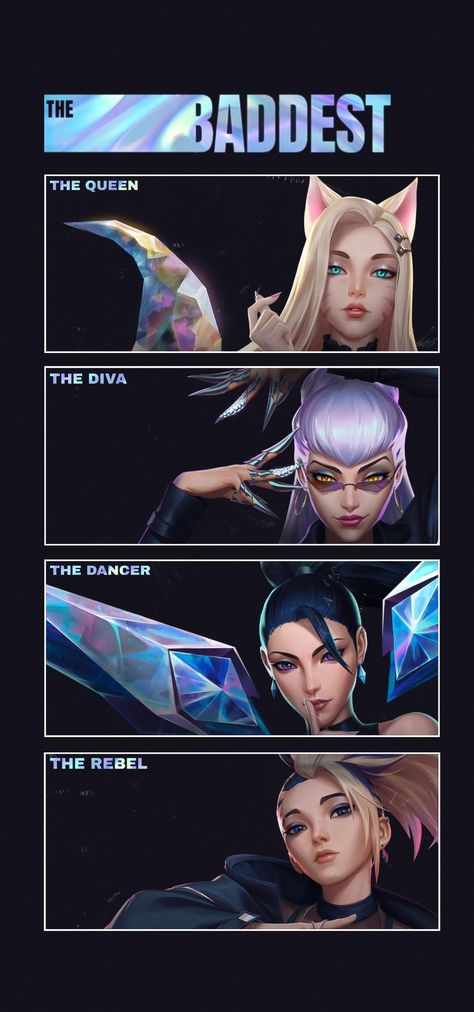 Baddest Wallpaper, Lol Evelynn, Kai'sa Kda, League Of Legends Art, Akali Lol, Evelynn League Of Legends, Ahri Wallpaper, Ahri Lol, League Of Legends Poster