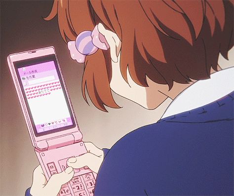 Anime Flip Phone, Kanna Makino, Phone Animation, Phone Gif, Flip Phone Aesthetic, Tamako Market, Tamako Love Story, Kyoto Animation, Wrong Number