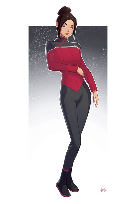 ArtStation - Commissions '22 pt2 Star Trek Oc, Star Trek Phaser, Star Trek Rpg, Futuristic Armor, Star Trek Characters, Star Trek Art, Female Hero, Space Suit, Drawing Practice