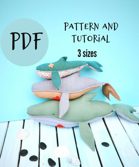 sewing toys patterns Ocean Bedroom, Whale Plush, Tutorial Sewing, Whale Pattern, Sewing Stuffed Animals, Denim Ideas, Sew Ins, Sewing Patterns For Kids, A Whale