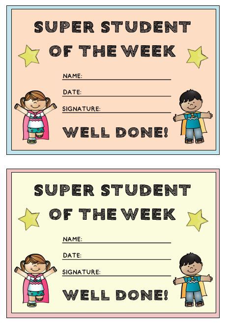 Super student of the week awards! Free download :) Enjoy! | Student of the week, School certificates, First day of school activities School Award Certificates, Student Certificates, Star Student, Student Of The Week, Star Of The Week, School Awards, Students Day, School Certificates, First Day Of School Activities