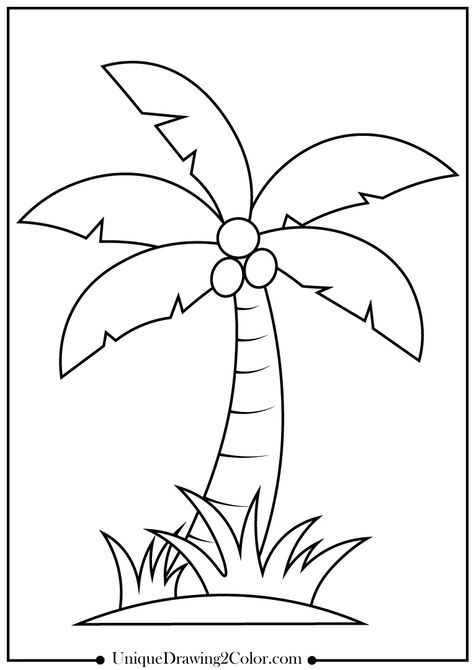 Palm Tree Coloring Pages - Free Printable Palm Tree Coloring Pages Free Printable, Palm Tree Coloring Page, Trees Coloring Pages, Palm Tree Clip Art, Palm Tree Sketch, Baby Elephant Drawing, Cute Art Projects, Fruit Coloring, Palm Tree Drawing