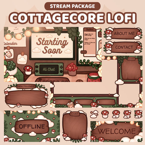 Cottagecore Stream Overlay, Dsmp Highschool Au, Stream Template, Twitch Overlay Ideas, Twitch Assets, Stream Layout, Streaming Ideas, Corner Inspiration, Pc Setup Ideas