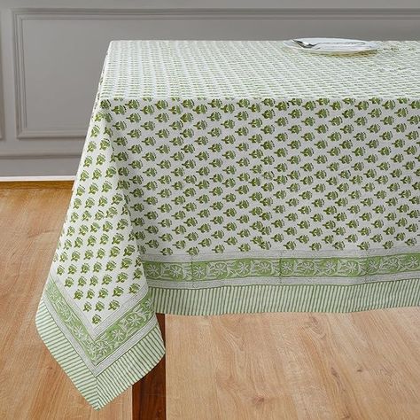 Amazon.com: CPC Tablecloth 100% Cotton 60x90 Inch Indian Block Print Rectangle Table Cover, Dining, Buffet Parties & Wedding Use- Emerald Green 6-Seater : Home & Kitchen Print Tablecloths, Printed Cotton Curtain, Farmhouse Tablecloths, Farmhouse Buffet, Rectangle Tables, Dining Buffet, Block Printed Pillows, Green Table, Rectangle Tablecloth