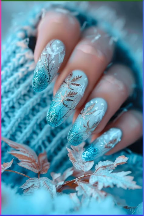 Frozen Nails, November Nail, Classy Nail Art Ideas, Nail Art Noel, Star Nail, November Nails, Blue Nail Designs, White Nail Designs, Blue Nail