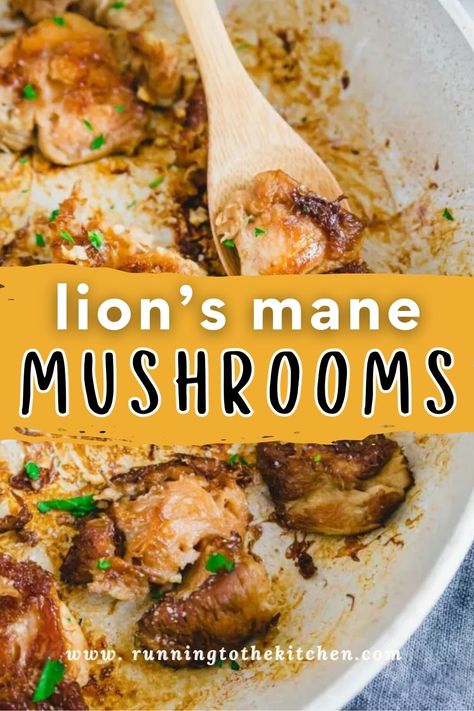 Want to whip up an umami-rich dish with simple ingredients? Check out this easy method of sautéing Lion's Mane Mushrooms! Just toss them in a hot pan with melted butter, minced garlic, and a splash of tamari for a mouthwatering, easy sauté that bursts with flavor. Cooking Lion's Mane Mushrooms has never been this fun and straightforward! How To Prepare Lions Mane Mushrooms, Lion's Mane Mushrooms, Lions Mane Powder Recipes, Lion Mushroom Recipes, Lion Main Mushrooms Recipe, Lion Main Mushrooms, Lions Main Mushroom Recipes, Lions Mane Mushroom Recipe, Venison Stroganoff