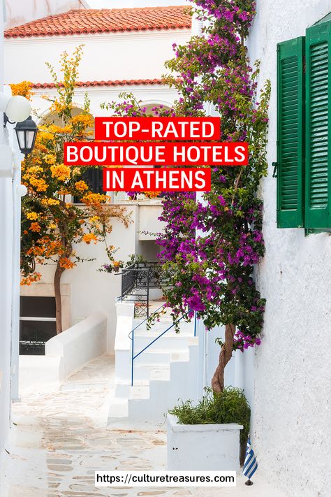 Experience the unique charm of Athens, Greece with our hand-picked guide to boutique hotels. Discover elegant retreats nestled in historic neighborhoods, rooftop views of iconic landmarks, and chic interiors that reflect Athens' vibrant energy. Each hotel is a sanctuary where you become part of the city's tapestry. 🌆 Explore the full guide at Culture Treasures magazine #AthensBoutiqueHotels #AthensHotels #CultureTreasures Athens Hotels Greece, Hotels In Athens Greece, Athens Travel Guide, Theater Scene, Bohemian Hotel, Athens Hotel, Athens Travel, Benaki Museum, Athens City