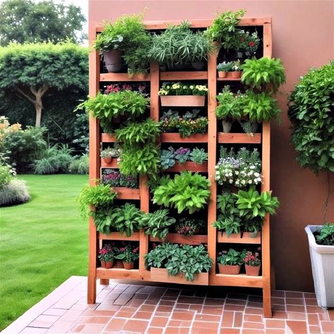 40 Vertical Garden Ideas for Indoor and Outdoor Spaces How To Make A Living Wall Outdoors, Outdoor Wall Herb Garden Ideas, Back Porch Gardening Ideas, Herb Garden Wall Outdoor, Vertical Garden Wall Balcony, Vertical Garden Diy Outdoor, Vertical Garden Wall Outdoors, Wall Garden Ideas Outdoor, Herb Garden Ideas Outdoor