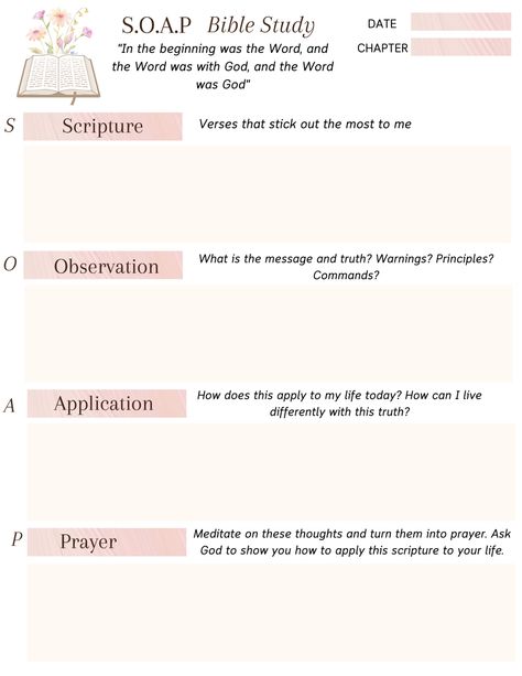 Bible Study Outline Template, Goodnotes Bible Study Template, Bible Summary Sheets, Bible Chapter Study Template, Bible Study Methods Ideas, Bible Journaling Templates, Study Binder, Soap Bible Study Method, Bible Summary