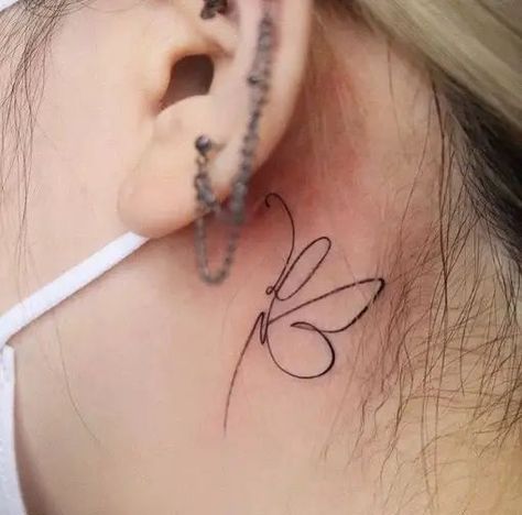 Tiny Dragonfly Tattoo Behind Ear, Breathe Behind Ear Tattoo, Behind The Ear Butterfly Tattoo Ideas, Profile Butterfly Tattoo, Behind Ear Butterfly Tattoo, Dragonfly Tattoo Behind Ear, Small Butterfly Tattoo Behind Ear, Behind The Ear Butterfly Tattoo, Butterfly Ear Tattoo