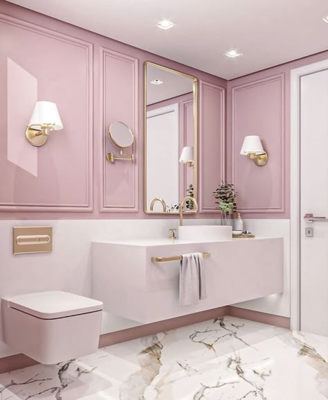 Pink Toilet Room, Bohemian Style Interior Design, Pink Toilet, Cozy Baby Room, Toilet Room Decor, Pink Bathroom Decor, Cute Office Decor, Interior Design Your Home, Pink Room Decor