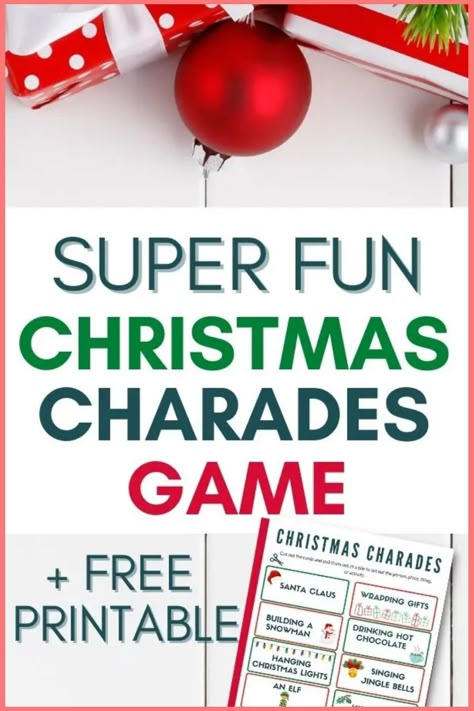 Super fun Christmas charades game with free printable. Holiday Charades For Adults, Christmas Charades For Adults, Christmas Cherades, Christmas Charades Printable Free, Christmas Charades For Kids, Charades List, Charades For Adults, Holiday Charades, Christmas Charades Game