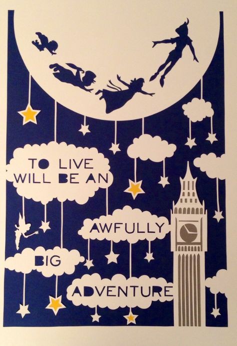 Peter Pan Crafts, Peter Pan Illustration, Peter Pan Party, Never Grow Up, Beach Design, Paper Cut Art, Disney Crafts, Tinker Bell, Big Adventure