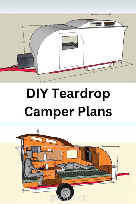 17 Free Teardrop Camper Plans (PDF Downloads) | OffGridSpot.com Teardrop Trailer Interior, Teardrop Camper Interior, Tiny Camper Trailer, Diy Trailer, Camping Vans, Diy Teardrop Trailer, Teardrop Trailer Plans, Building A Teardrop Trailer, Trailer Design