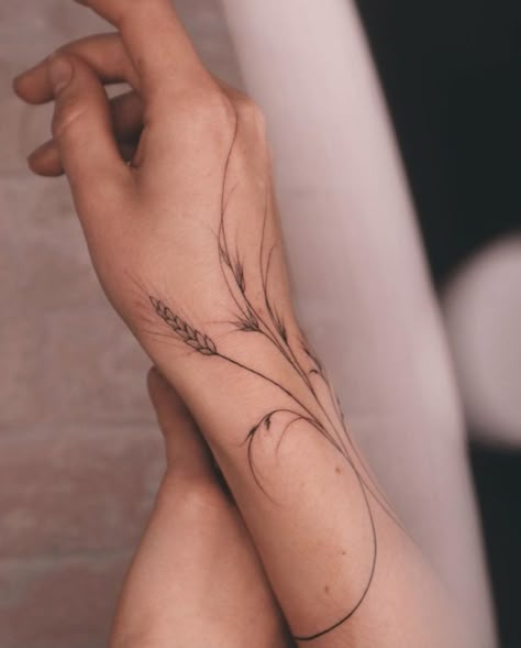 Wheat Tattoo, Belly Tattoos, Related Tattoos, Arm Knit, Classy Tattoos, Arm Tattoos For Women, White Tattoo, Elegant Tattoos, Simplistic Tattoos