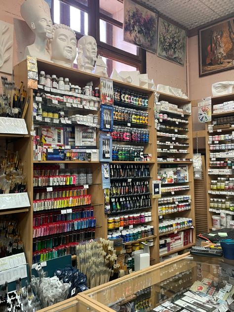 Hobby Store Design, Art Supply Store Aesthetic, Craft Store Aesthetic, Art Store Aesthetic, Art Shop Aesthetic, Dream Art Room, Art Stores, Art Supplies List, Paint Store