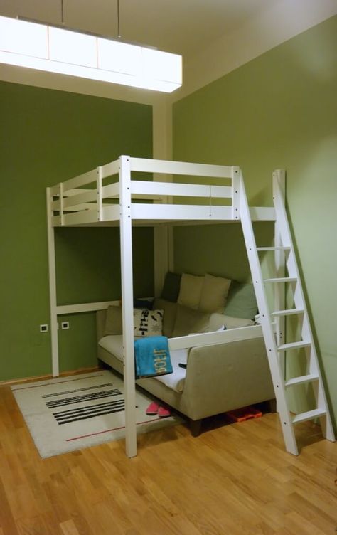 IKEA HACK loft office: STORÅ loft bed with desk Full Loft Bed With Couch Underneath, Ikea Loft Bed Hack, Office Ikea, Ikea Loft, Hackers Ikea, Ikea Loft Bed, Bunk Bed Plans, Loft Bed Plans, Bed Hardware