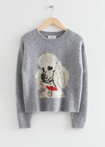 Boxy Poodle Jacquard Sweater - Grey - Sweaters - & Other Stories Poodle Sweater, Grey Poodle, Jacquard Sweater, Jacquard Knit, Cool Sweaters, Fashion Story, Knit Jumper, The Chic, Jumpers For Women