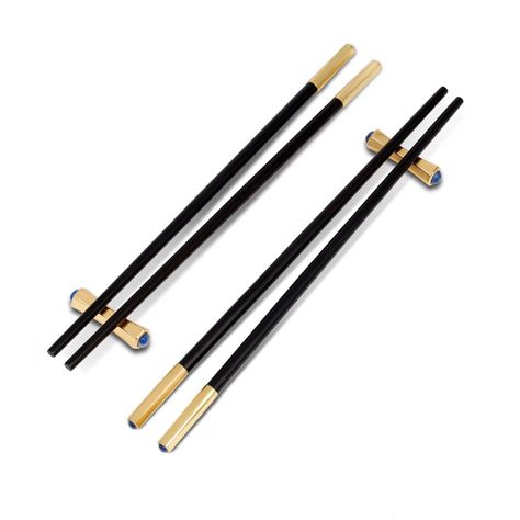 L'Objet | Zen Chopsticks + Rests - Set of 2 Pairs Chopsticks Aesthetic, Chopsticks Design, Chopsticks Rest, The Zen, Chopstick Rest, Ebony Wood, Sell Gold, Luxury Gift Box, Fine Porcelain