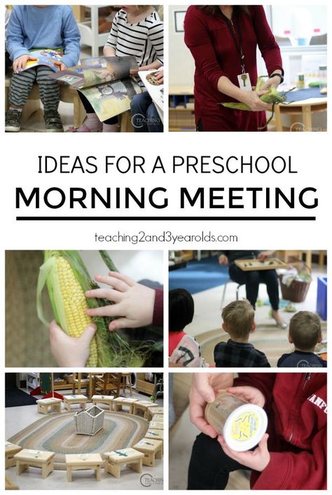 These morning meeting ideas work well in a preschool classroom - it gives the children a chance to say good morning to each other and learn what they will be doing that day. I wish I had thought of this for our classroom years ago! From Teaching 2 and 3 Year Olds Morning Meeting Ideas, Classroom Management Preschool, Morning Meeting Activities, Classroom Management Plan, Meeting Ideas, Circle Time Activities, Preschool Circle Time, Prek Classroom, Playful Learning