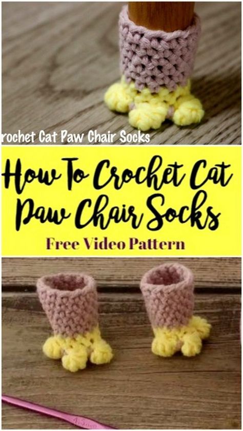 Crochet Cat Paws Chair Socks, Crochet Dog Paw Chair Socks, Crochet Chair Socks Free Pattern, Cat Paw Chair Socks, Cat Haircuts, Crochet Chair Socks, Chair Socks Pattern, Cat Paw Socks, Paw Socks