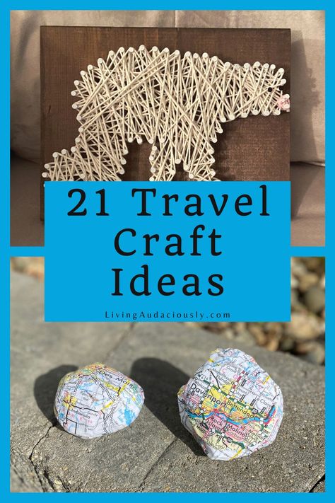 These 21 DIY travel crafts are unique ideas to let someone know you're thinking about them, or a great way to decorate your home or office. Homemade Christmas gifts anyone? #travelgifts #travelcrafts #craftsforkids #craftideas #diytravel #diy Crafts You Can Do While Traveling, Crafts On The Go, Diy Gift For Traveler, Diy Compass Craft, Travel Diy Gifts, Crafts To Do While Traveling, Diy Gifts For Travelers, Travel Crafts For Adults, Travel Craft Ideas