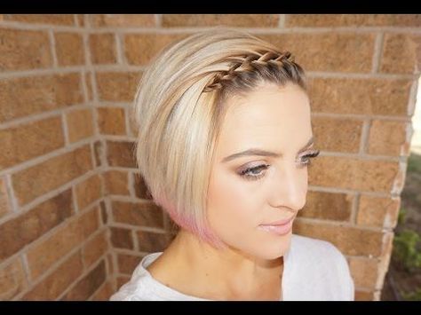 Short Updo, Kort Bob, Bangs Short Hair, Updo Tutorial, Front Braids, Braided Bangs, Braided Hairstyle, Waterfall Braid, Bangs Short