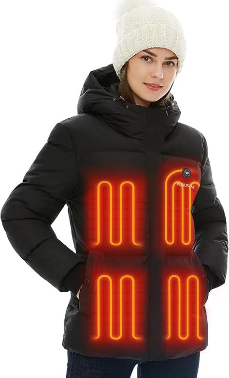 Amazon.com: Venustas Women's Heated Puffer Jacket, Lightweight 90% Down Insulation Heated Jacket with Battery Pack for Skiing Outdoors : Clothing, Shoes & Jewelry Heated Jackets For Women, Insulated Jacket Women, Heated Jacket, Womens Clothes, Trendy Clothes For Women, Trendy Fashion Women, Christmas Wishlist, Battery Pack, Stylish Accessories