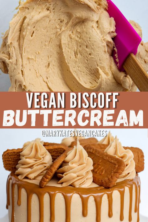 Vegan Biscoff Cake, Biscoff Cake Recipe, Vegan Frosting Recipe, Cookie Butter Frosting, Biscoff Buttercream, Vegan Buttercream Frosting, Vegetarian Eating, Biscoff Cake, Vegan Buttercream