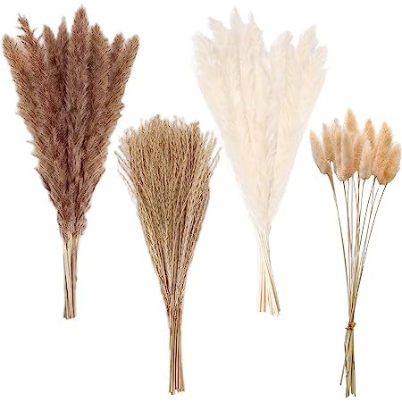 Amazon.com: Dried Pampas Grass Decor, 100 PCS Pampas Grass Contains Bunny Tails Dried Flowers, Reed Grass Bouquet for Wedding Boho Flowers Home Table Decor, Rustic Farmhouse Party (White and Brown) : Home & Kitchen Brown Pampas, Making Centerpieces, Diy Esstisch, Boho Party Decorations, Pampas Grass Bouquet, Pampas Grass Decor, Grass Decor, Bunny Tails, Boho Party