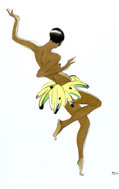 Josephine Baker Drawing, Josephine Baker Art, Josephine Baker Tattoo, Josephine Baker Costume, Dancing Illustration Art, Paul Colin, Dancing Illustration, Dance Illustration, Banana Costume