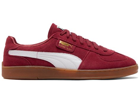 Men's Puma Super Team Suede Sneakers in Team Regal Red/Puma White/Gum Puma White, Sneakers Puma, Hot Sneakers, Suede Sneakers, Sneaker Brands, Adidas Yeezy, Jordan Retro, Trading Cards, Me Too Shoes