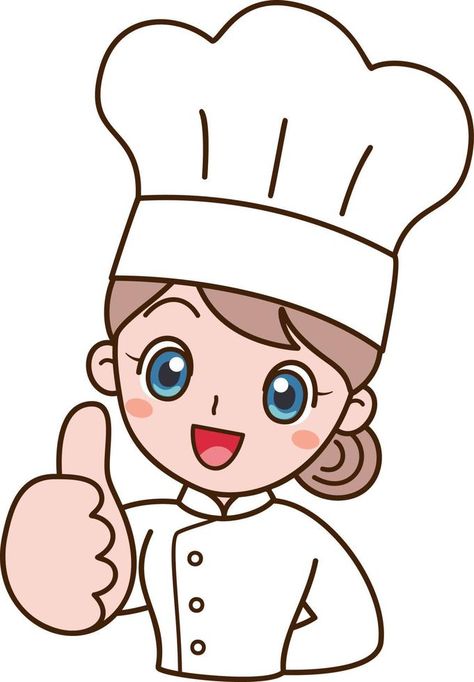 Female Chef with Thumbs up Vector Cityscape, Chef Logo, Boy Coloring, Female Chef, Food Clipart, Gold Pattern, Cute Food, Thumbs Up, Cityscape