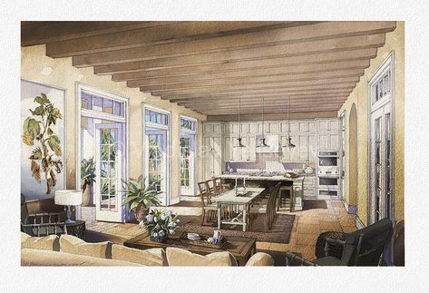 Watercolor Interior Visualization by Vladislav Yeliseyev | Vladislav Yeliseyev Architectural Illustration Croquis Architecture, Interior Architecture Sketch, Interior Design Renderings, Interior Architecture Drawing, Drawing Interior, Interior Design Drawings, Interior Design Sketch, Interior Design Sketches, Interior Sketch