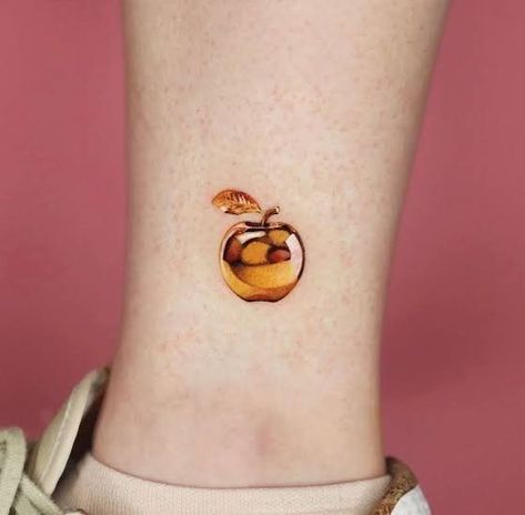 Gold Tattoos, Glow Tattoo, Apple Tattoo, Illusion Tattoos, Optical Illusion Tattoos, Optical Illusion Tattoo, Food Tattoos, Pearl Ribbon, Gold Tattoo