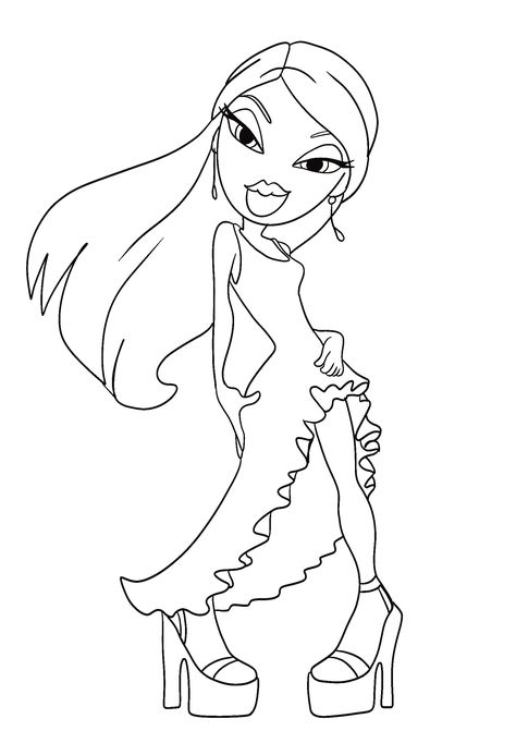 Brats Coloring Pages Free, Brats Doll Coloring Pages, Baddie Coloring Pages Aesthetic, Bratz Drawing Outline, Bratz Coloring Pages Free Printable, Y2k Coloring Pages Bratz, Brats Coloring Page, Bratz Doll Coloring Pages, Drawing To Color In