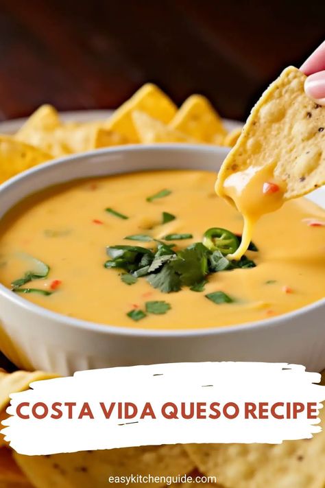 Learn how to make delicious Costa Vida Queso. Get step-by-step instructions for making this amazing meal to wow your family and friends! Costa Vida Queso Recipe, Copycat Costa Vida, Velveeta Queso Dip, Queso Recipe Easy, Cheesy Queso Dip, Cheddar Cheese Dip, Velveeta Queso, Cheese Dip Mexican, Cheese Dips