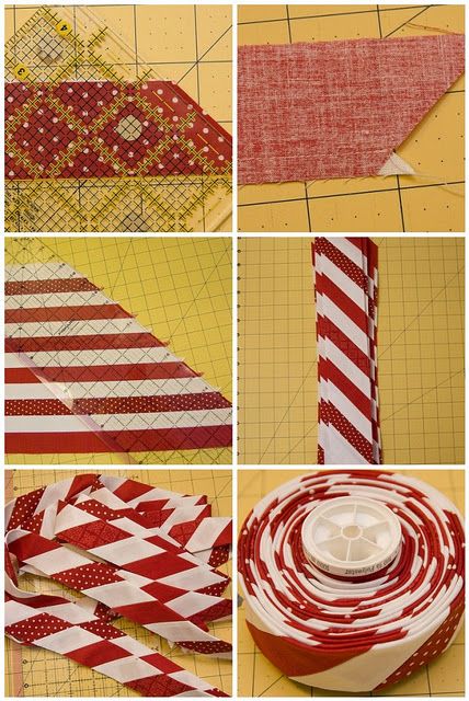 DIY Candy Cane Striped Bias Binding... I can think of so many uses for this trick! Quilts Christmas, Binding Tutorial, Quilt Borders, Quilt Tips, Christmas Quilting, Striped Quilt, Quilt Border, Holiday Quilts, Candy Cane Stripes