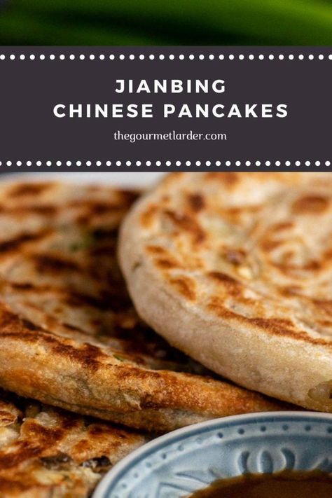 Jianbing, Chinese spring onion pancakes on a plate with dipping sauce Jianbing Recipe, Frying Pan Recipes, Weekend Baking, Fried Bread Recipe, Onion Bread, Tasty Bread Recipe, Bun Recipe, Cake Flour, Bread Dough