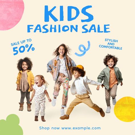 Fashion Instagram Post Design, Instagram Sale Post, Kids Social Media, International Youth Day, Minimalist Kids, Kids Winter Outfits, Flyer Design Inspiration, Kids Clothing Brands, Kids Running