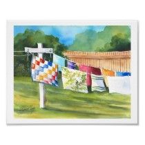 Clothesline Art, Laundry Art, Watercolor Quilt, Learn Watercolor Painting, Americana Art, Rural America, Barn Art, Learn Watercolor, Clothes Line