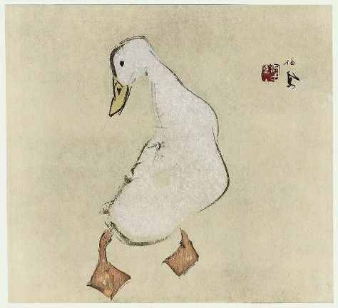 "Duck", Takeuchi Seihō (1864 -1942) -part of the "Collection of Seiho's Masterworks", 1937-1942 (first edition). Seiho Takeuchi, Sumi Art, Chinese Art Painting, Ohara Koson, Chinese Brush Painting, Asian Painting, Eastern Art, A Duck, Art Japonais