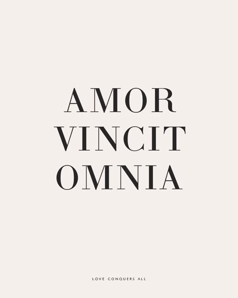 Amor Vincit Omnia-Love conquers all. Latin Love Quotes, Latin Phrase Tattoos, Catchy Words, Latin Tattoo, Phrase Tattoos, Latin Quotes, Latin Phrases, Love Conquers All, Rare Words