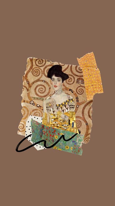 Gustav Klimt's mobile wallpaper, editable Portrait of Adele Bloch-Bauer I collage design, remixed by rawpixel | free image by rawpixel.com / Adjima Portrait Wallpaper Aesthetic, Collage Art Portrait, Wallpaper Aesthetic Collage, Adele Bloch Bauer, Portrait Wallpaper, Png Aesthetic, Collage Design, Art Portrait, Aesthetic Collage