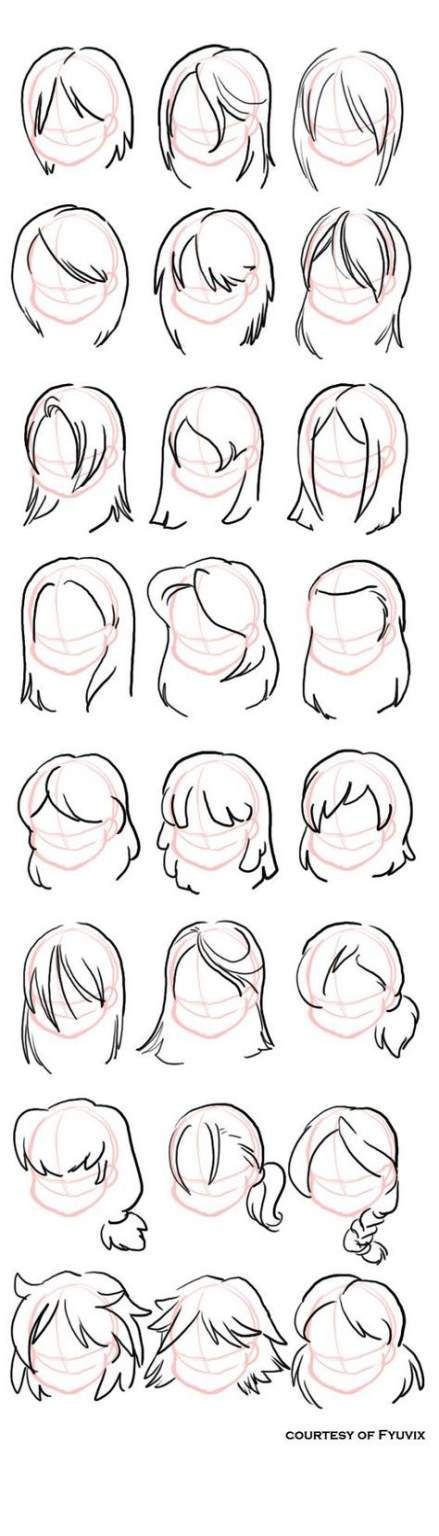 Sketch Menu, People Sketches, Human Features, Hair Drawings, How To Draw Anime, Drawing Hair Tutorial, Drawing Hair, Hair Sketch, Seni Dan Kraf