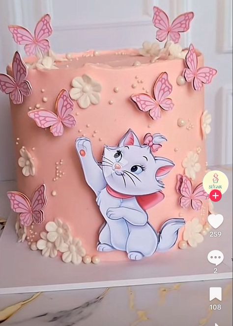 Super Kitties Birthday Cake, Disney Birthday Card, Aristocats Party, Birthday Cake For Cat, Minnie Mouse Birthday Cakes, Candy Birthday Cakes, Mommy Birthday, Marie Cat, Birthday Decorations Kids