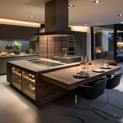 Modern Kitchen Island Design, Desain Pantry, Modern Kitchen Island, Modern Kitchen Design Luxury 2020, Stylish Apartment, Modern Kitchen Interiors, Kitchen Design Plans, Kitchen Island Design, Luxury Kitchen Design