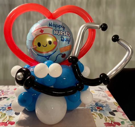 #stethoscope #nurseday #nurseballoonbouquet Stethoscope Display, Stethoscope Decoration, Nurses Week Balloon Ideas, Nurse Backdrop, Stethoscope Balloon, Nurse Balloons, Nurse Day, Nurses Day, Balloon Ideas