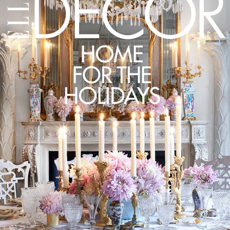 Candle Table Setting, Table Settings For Parties, Elle Decor Magazine, The Santa Clause, Dinner Party Table Settings, House Lifestyle, Beautiful Tablescapes, Entertainment Table, Holiday Dinner Party